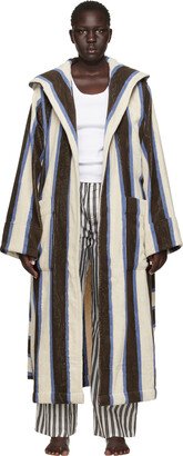 White & Brown Hooded Robe