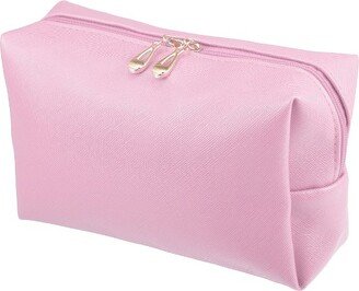 Unique Bargains PU Leather Waterproof Makeup Bag Cosmetic Case Makeup Bag for Women L Size Pink 1 Pcs