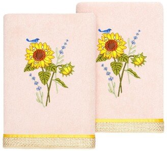 Turkish Cotton Girasol 2Pc Embellished Hand Towel Set-AA