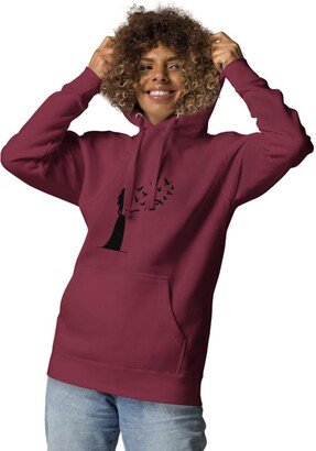 Generic Women with Birds silhouette graphic design hoodie cool casual hooded sweatshirt gift idea Maroon