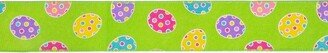 Northlight Green with Easter Egg Design Wired Spring Craft Ribbon 2.5 x 10 Yards