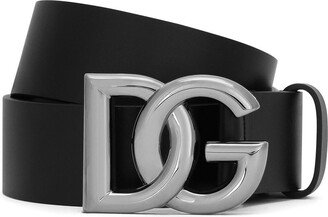 logo-buckle leather belt-AJ