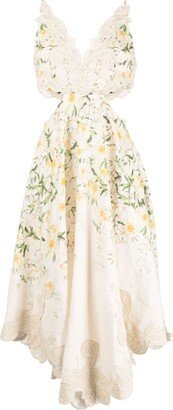 Coaster Battenburg floral-print midi dress