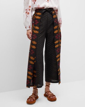 Bonnie Printed Wide-Leg Wrap Pants