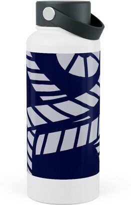 Photo Water Bottles: Nautical Rope On Navy Stainless Steel Wide Mouth Water Bottle, 30Oz, Wide Mouth, Blue