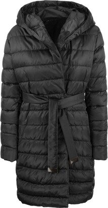 Belted Long-Sleeved Down Jacket-AD