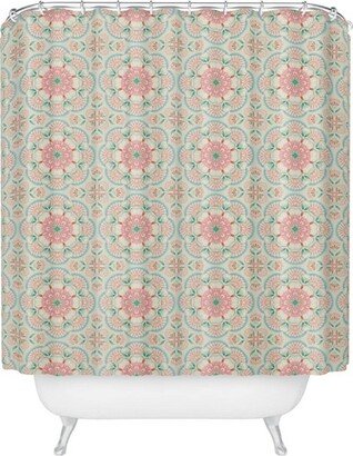 Floral Mandala Shower Curtain Blue