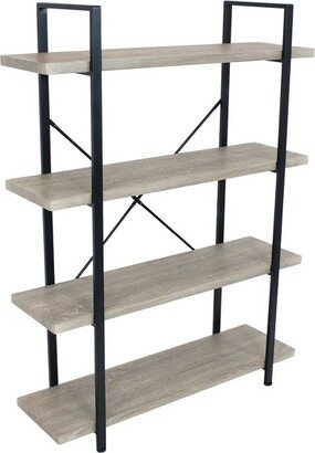 Sunnydaze Decor Sunnydaze 4 Shelf Industrial Style Freestanding Etagere Bookshelf with Wood Veneer Shelves - Oak Gray Veneer