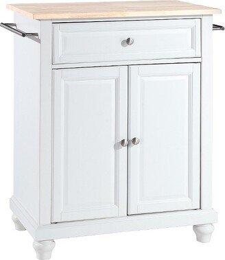 Cambridge Natural Wood Top Portable Kitchen Island - White