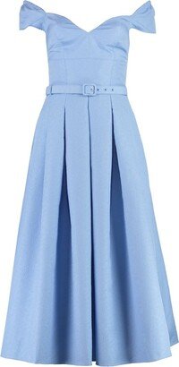 Belted Pleated Midi Dress