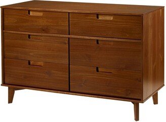 Mid-Century Modern Groove Wood 6 Drawer Dresser - Saracina Home