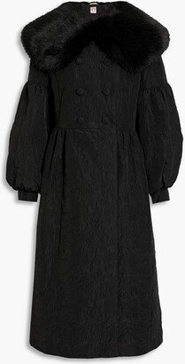 Jacques faux fur-trimmed embroidered shell coat