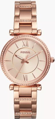 Carlie Three-Hand Rose Gold-Tone Stainless Steel Watch Jewelry-AA