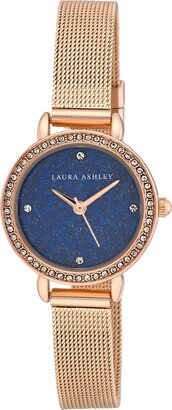 Women's Gemstone Rose Gold-Tone Alloy Mesh Bracelet Watch 26mm