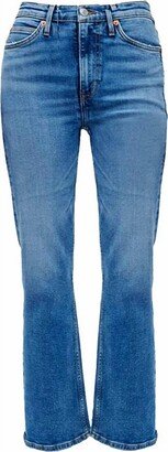 Women 90S Medium Wash Boot Cut Loose High Rise Jeans In Blue