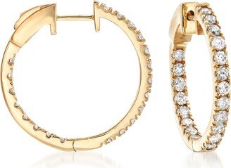 Diamond Inside-Outside Hoop Earrings in 14kt Yellow Gold