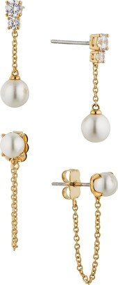 Dot Dot Dot Set of 2 Imitation Pearl Stud Drop Earrings