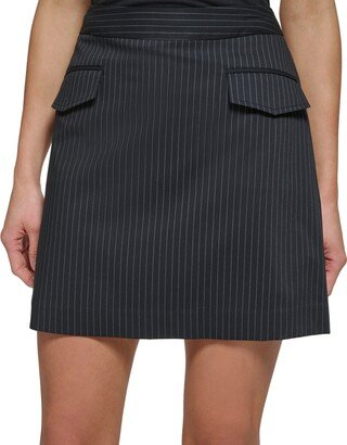 Petite Pinstriped Skirt, Created for Macy's - Black / Parchment