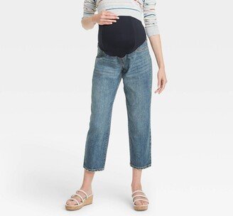 Over Belly Cropped Vintage Straight Maternity Jeans - Isabel Maternity by Ingrid & Isabel™ Medium Blue 00