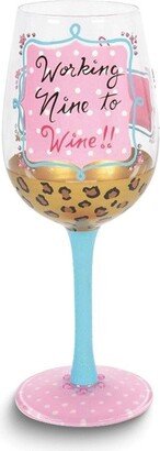 Curata Hand-Painted Lady Boss Working Nine to Wine Glass