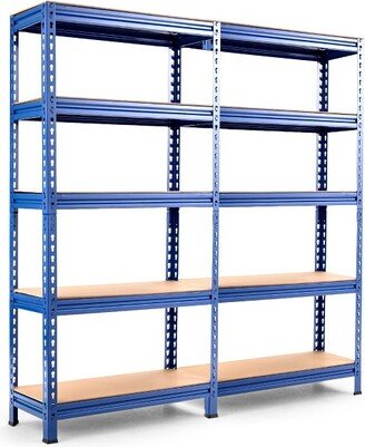 2PCS 5-Tier Metal Storage Shelves 60''Adjustable Shelves Blue