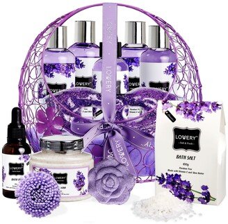 Lovery Lavender and Jasmine Body Care Bath Gift Set, 12 Piece