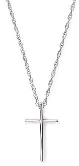 14K White Gold Small Cross Pendant Necklace, 18 - 100% Exclusive