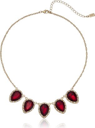 1928 Jewelry Company 1928 Jewelry Gold-Tone Red Glass with Crystal Accent Necklace