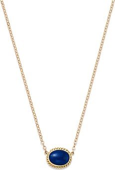 Blue Lapis Pendant Necklace in 14K Yellow Gold, 18-19