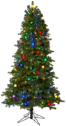 Montana Mountain Fir Artificial Christmas Tree with 450 Multi Color Led Lights and Instant Connect Technology, 45 Globe Bulbs and 1042