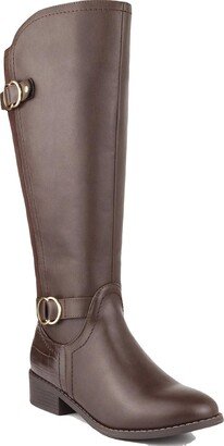 Leandraa Womens Faux Leather Knee-High Boots