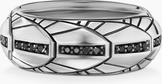 Empire Band Ring in Sterling Silver with Pav