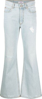 Distressed-Denim Bootcut Jeans