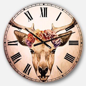 Designart Deer Oversized Round Metal Wall Clock