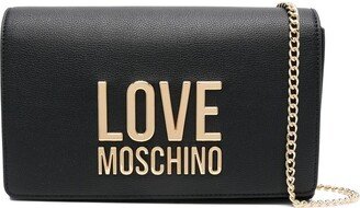 Logo-Lettering Faux Leather Clutch