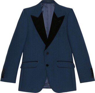 Single-Breasted Velvet-Lapel Blazer