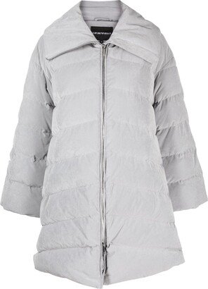 Funnel-Neck Quilted Padded Coat