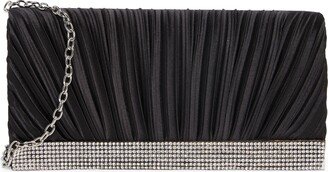 Chloe Pleated Satin Rhinestone Embellished Clutch