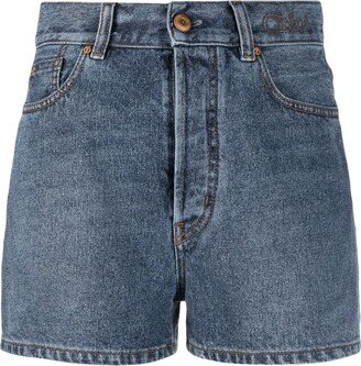 High-Waisted Denim Shorts-AD