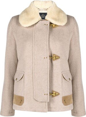 Shearling-Collar Wool Jacket