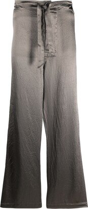 Satin Finish Wide-Leg Trousers-AA