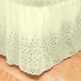 Elegant Floral Stitched Eyelet Bedskirt with 14-inch Drop