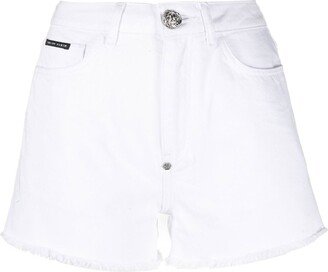 Crystal-Embellished Denim Shorts-AC