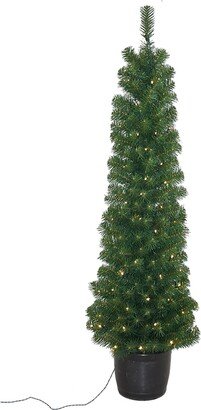 5' Pre-Lit Potted Tree with 100-Light Warm Led Bulbs