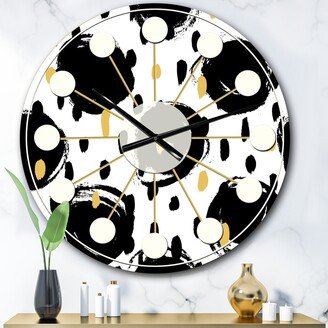 Designart 'Monochrome Geometric Pattern V' Mid-Century wall clock