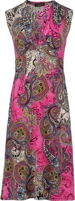 Conquista Print Fuchsia Jersey Empire Line Dress