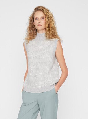 Silk Cashmere Sleeveless Mock Neck Sweater