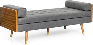 Keairns Mid Century Modern Tufted Double End Chaise Lounge with Bolster Pillows