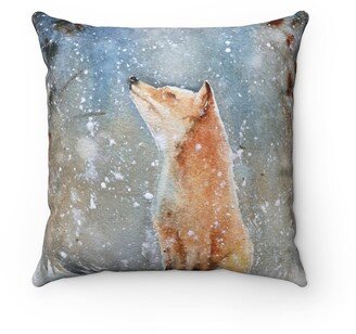 Woodland Watercolor Winter Fox Pillow, Decor, Animal Pillow Cover, Fox, Snowy Throw New Home Gift