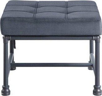 Velvet Ottoman with Metal Legs in Gray and Sandy Gray